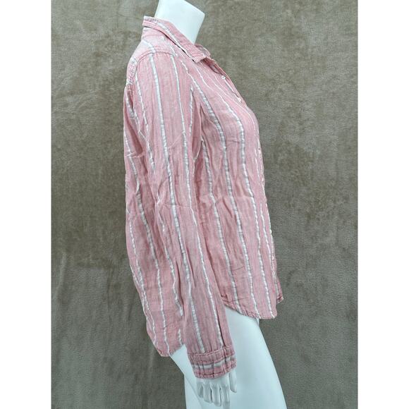 Xirena Top Womens‎ XS Pink Stripe Button Up Sheer Long Sleeves Cotton Oversized - Picture 3 of 8